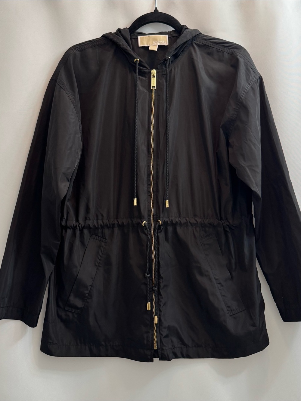 Michael Kors Black Hooded Drawstring Utility Jacket